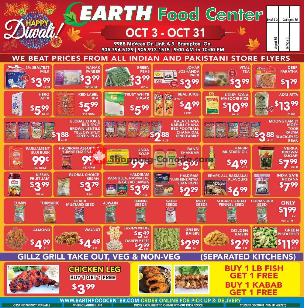 Earth Food Center flyer from Thursday October 3, 2019 to Thursday October 31, 2019 - page 1