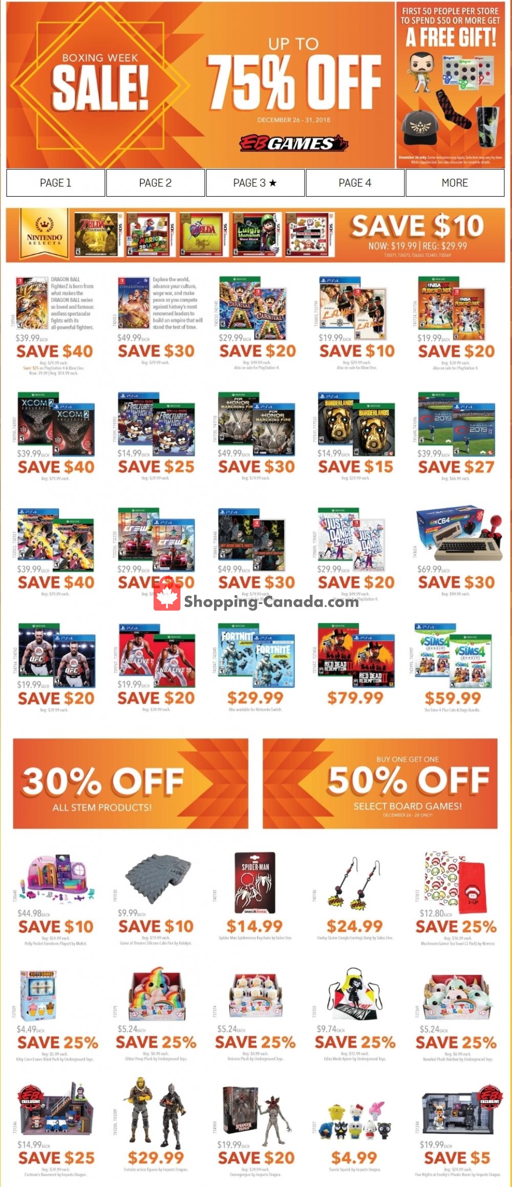 EB Games Canada, flyer (Boxing Week Sale) December 26 December 31, 2018 Shopping Canada
