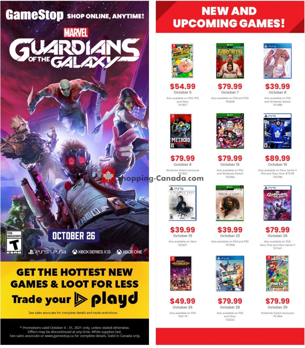 EB Games flyer from Monday October 4, 2021 to Sunday October 31, 2021 - page 1