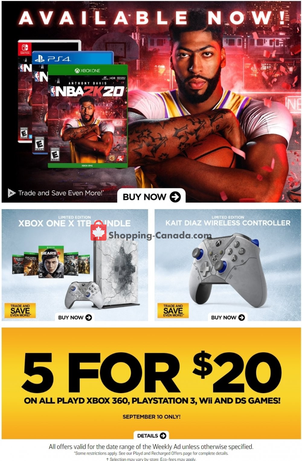 EB Games flyer from Friday September 6, 2019 to Thursday September 12, 2019 - page 1