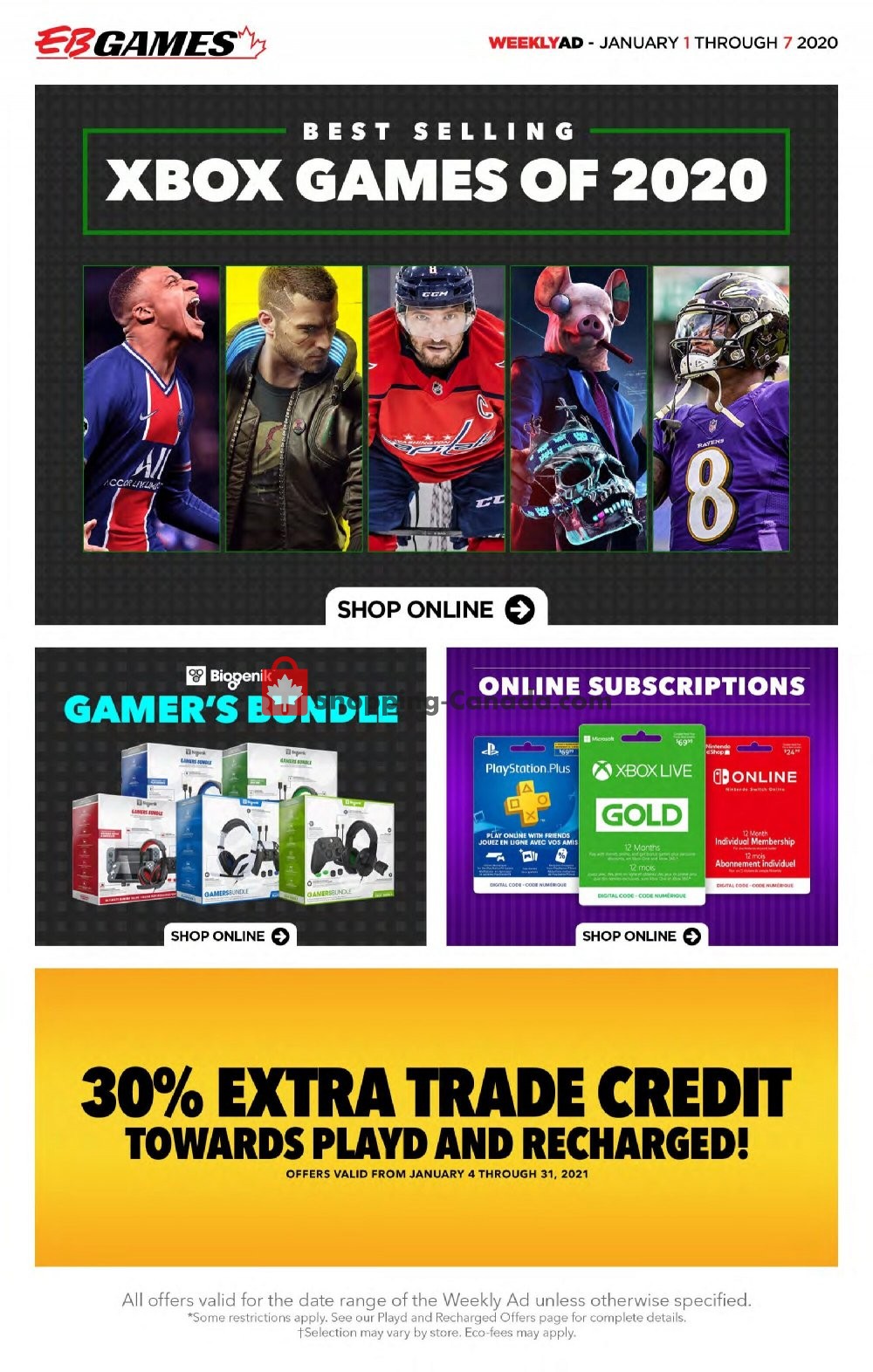 EB Games Canada, flyer (Xbox Games of 2020) January 1 January 7, 2021 Shopping Canada