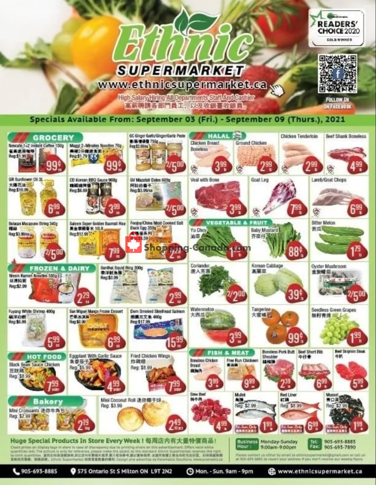 Ethnic Supermarket flyer from Friday September 3, 2021 to Thursday September 9, 2021 - page 1