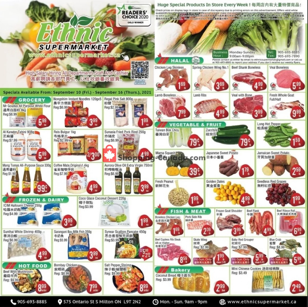 Ethnic Supermarket flyer from Friday September 10, 2021 to Thursday September 16, 2021 - page 1