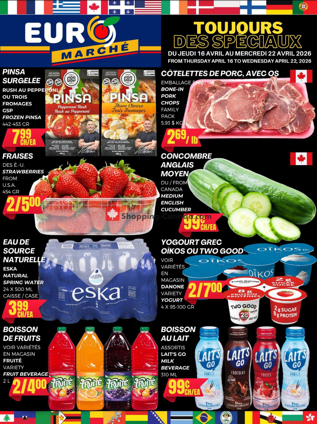 Euro Marché flyer from Thursday April 16, 2026 to Wednesday April 22, 2026 - page 1