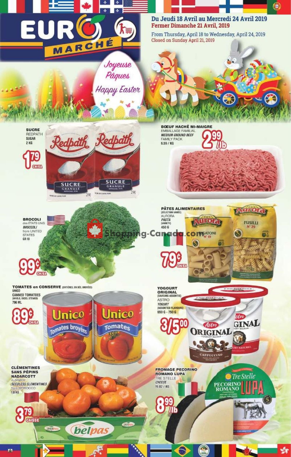 Euro Marché flyer from Thursday April 18, 2019 to Wednesday April 24, 2019 - page 1