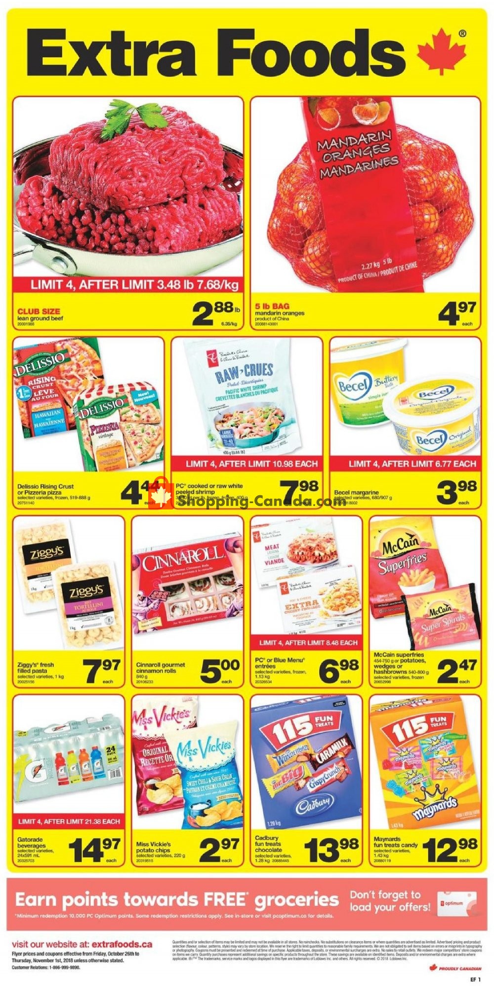 Extra Foods flyer from Friday October 26, 2018 to Thursday November 1, 2018 - page 1