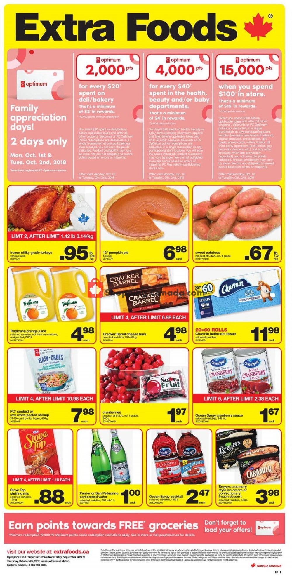 Extra Foods flyer from Friday September 28, 2018 to Thursday October 4, 2018 - page 1