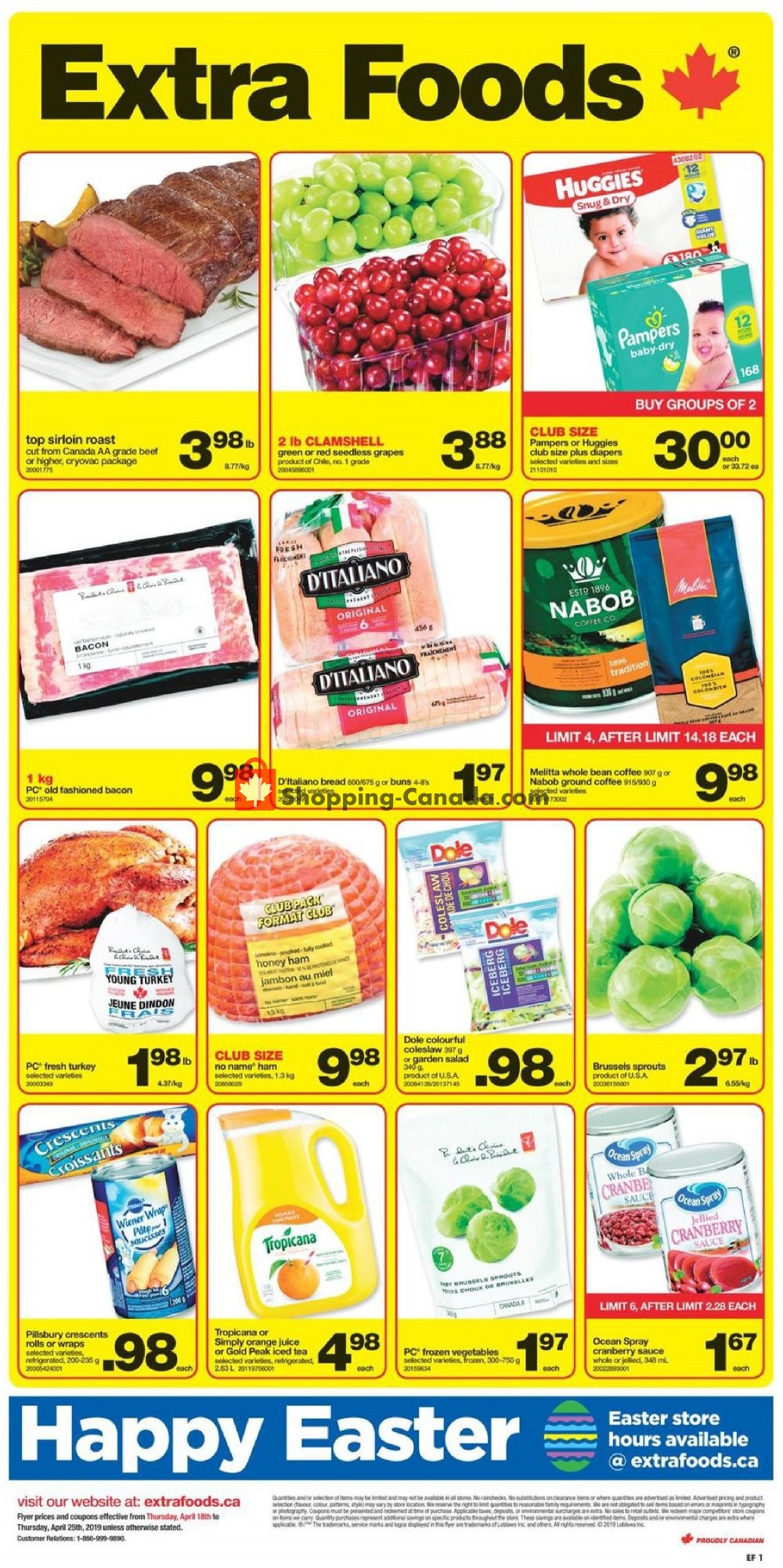 Extra Foods flyer from Thursday April 18, 2019 to Thursday April 25, 2019 - page 1
