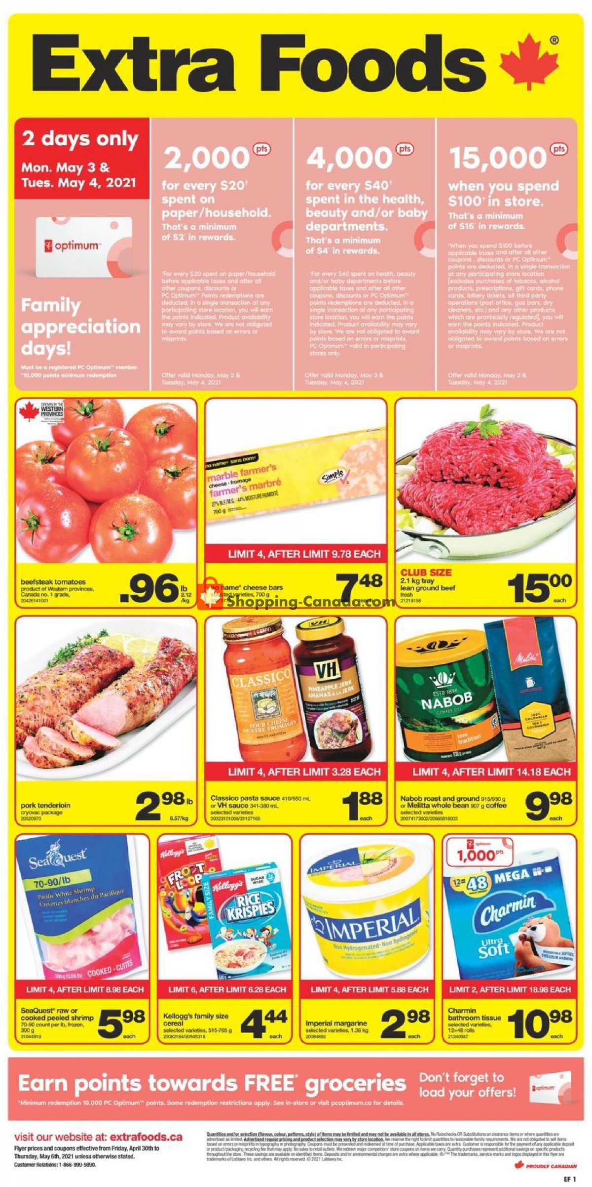Extra Foods flyer from Friday April 30, 2021 to Thursday May 6, 2021 - page 1
