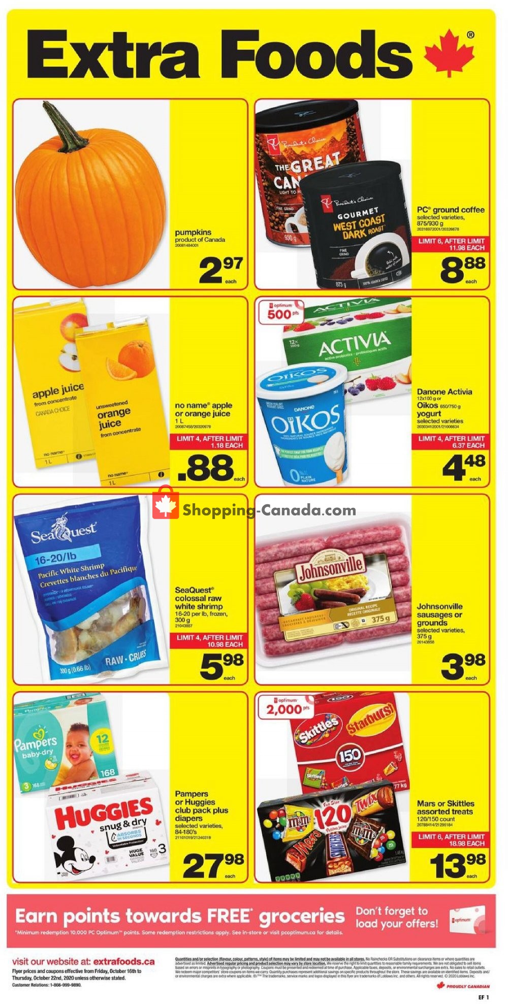 Extra Foods flyer from Friday October 16, 2020 to Thursday October 22, 2020 - page 1