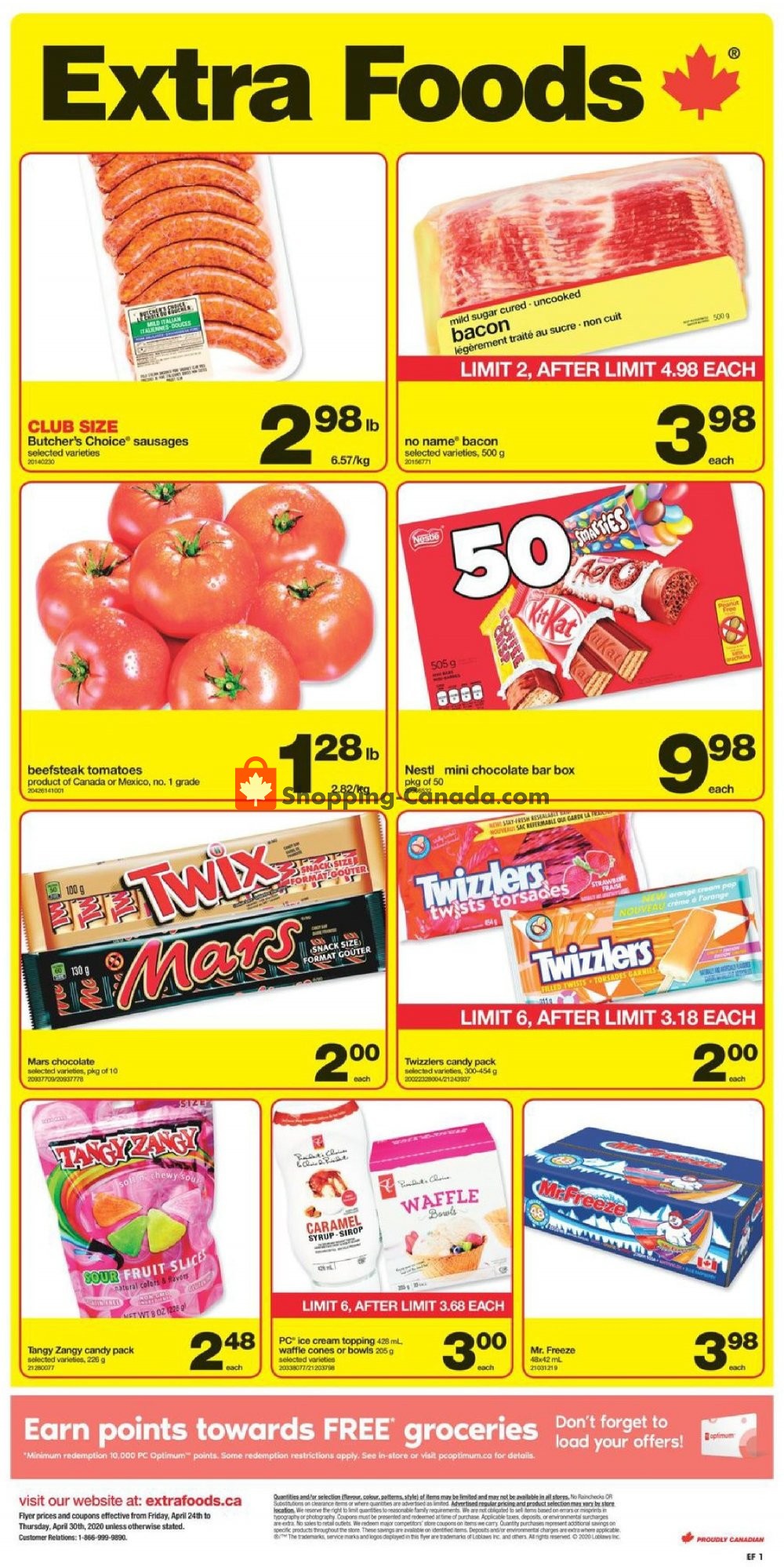 Extra Foods flyer from Friday April 24, 2020 to Thursday April 30, 2020 - page 1