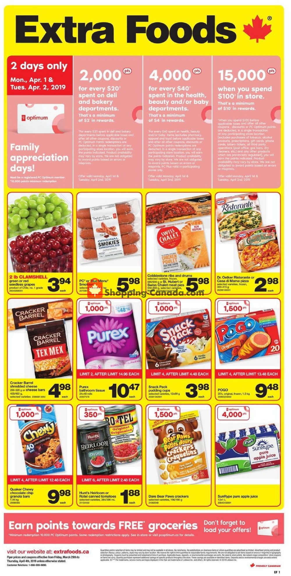 Extra Foods Canada, flyer (Special Offer) March 29 April 4, 2019 Shopping Canada