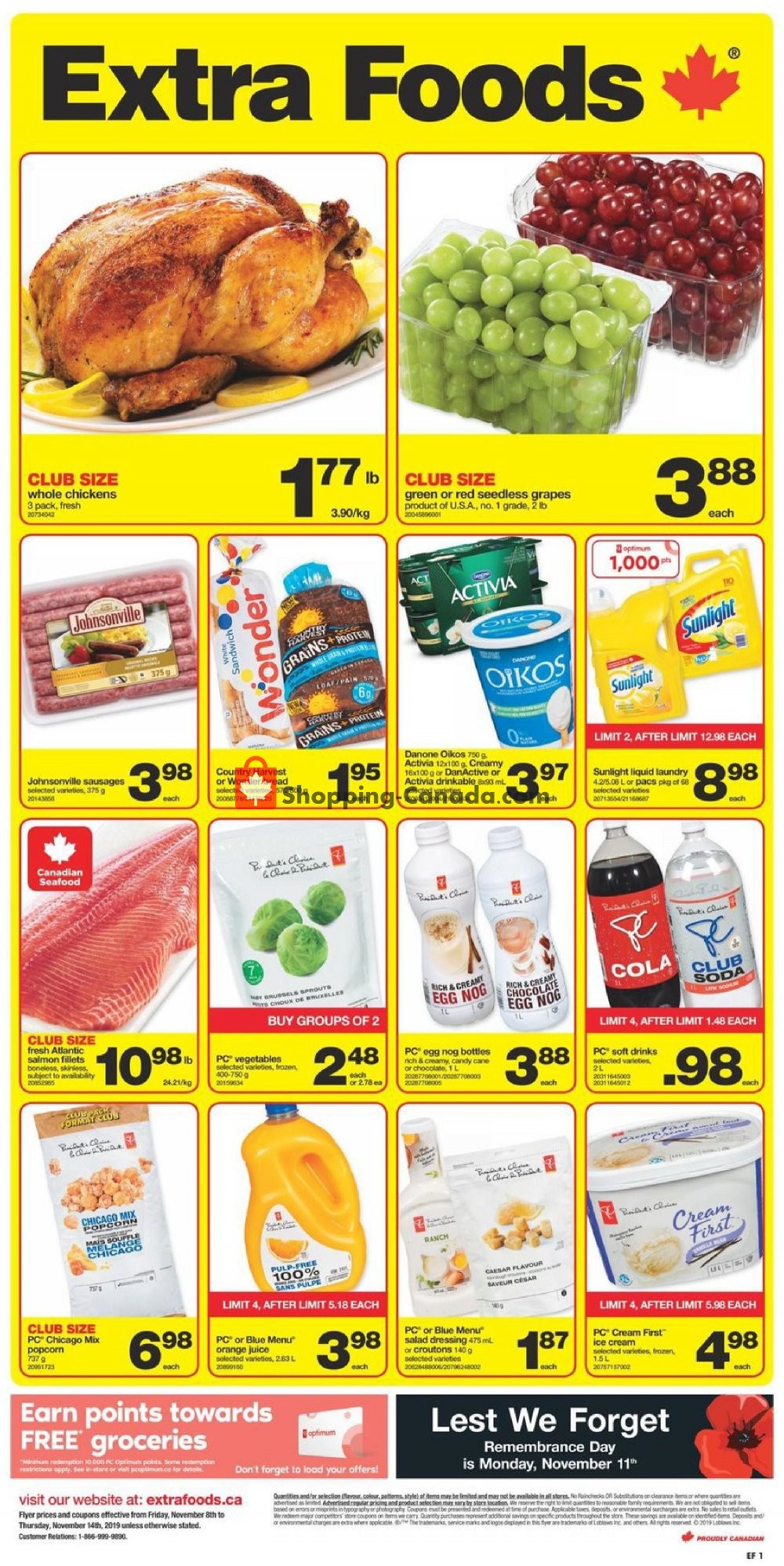 Extra Foods flyer from Friday November 8, 2019 to Thursday November 14, 2019 - page 1