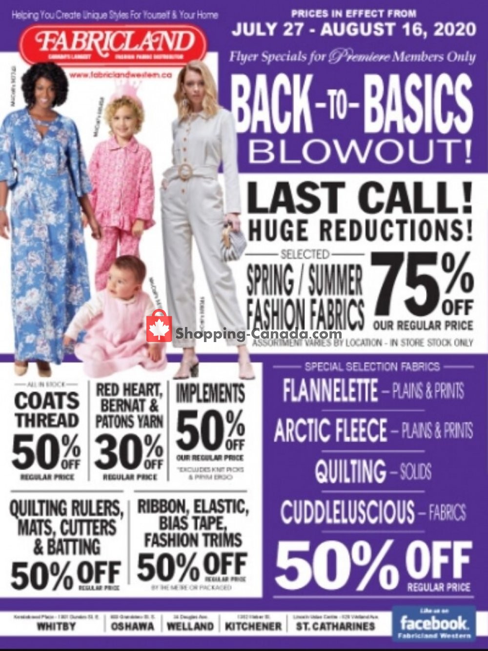 Fabricland Canada, flyer (Back To Basics Blowout) July 27 August