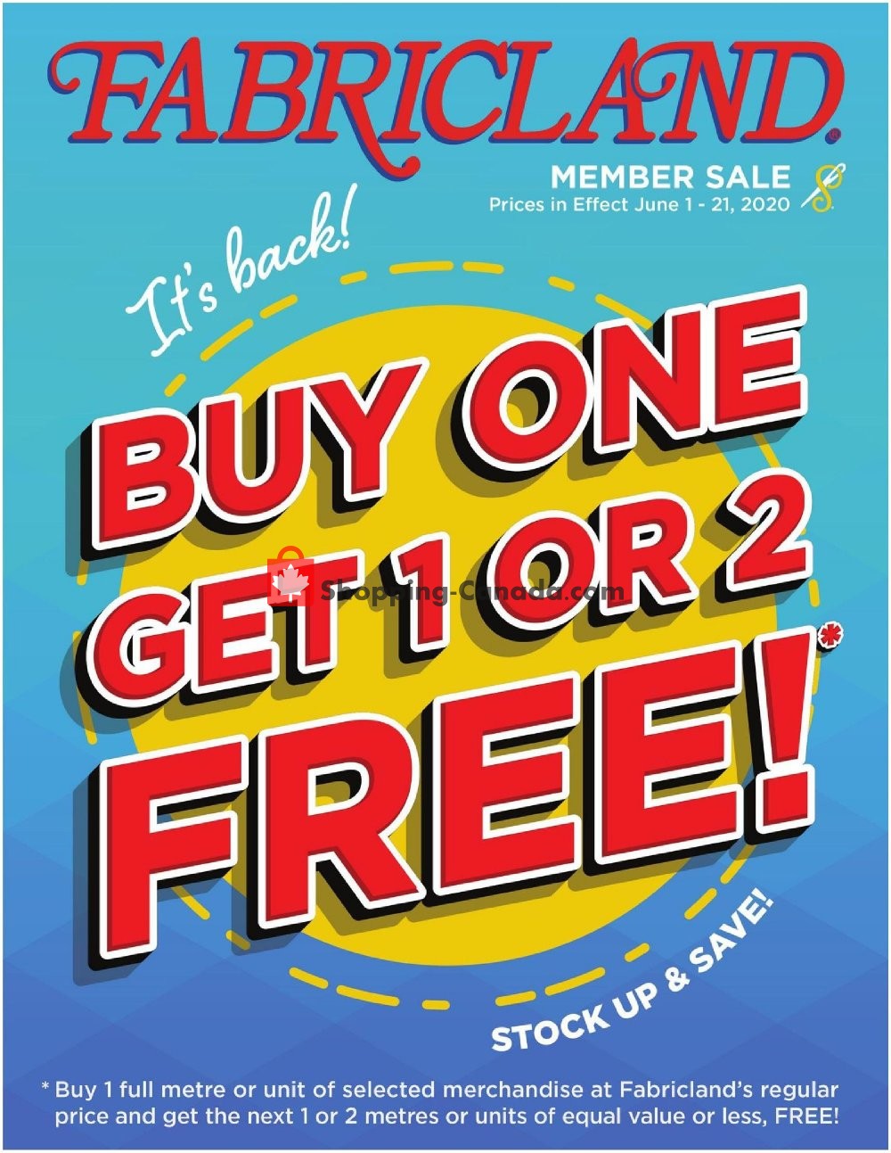 Fabricland flyer from Monday June 1, 2020 to Sunday June 21, 2020 - page 1