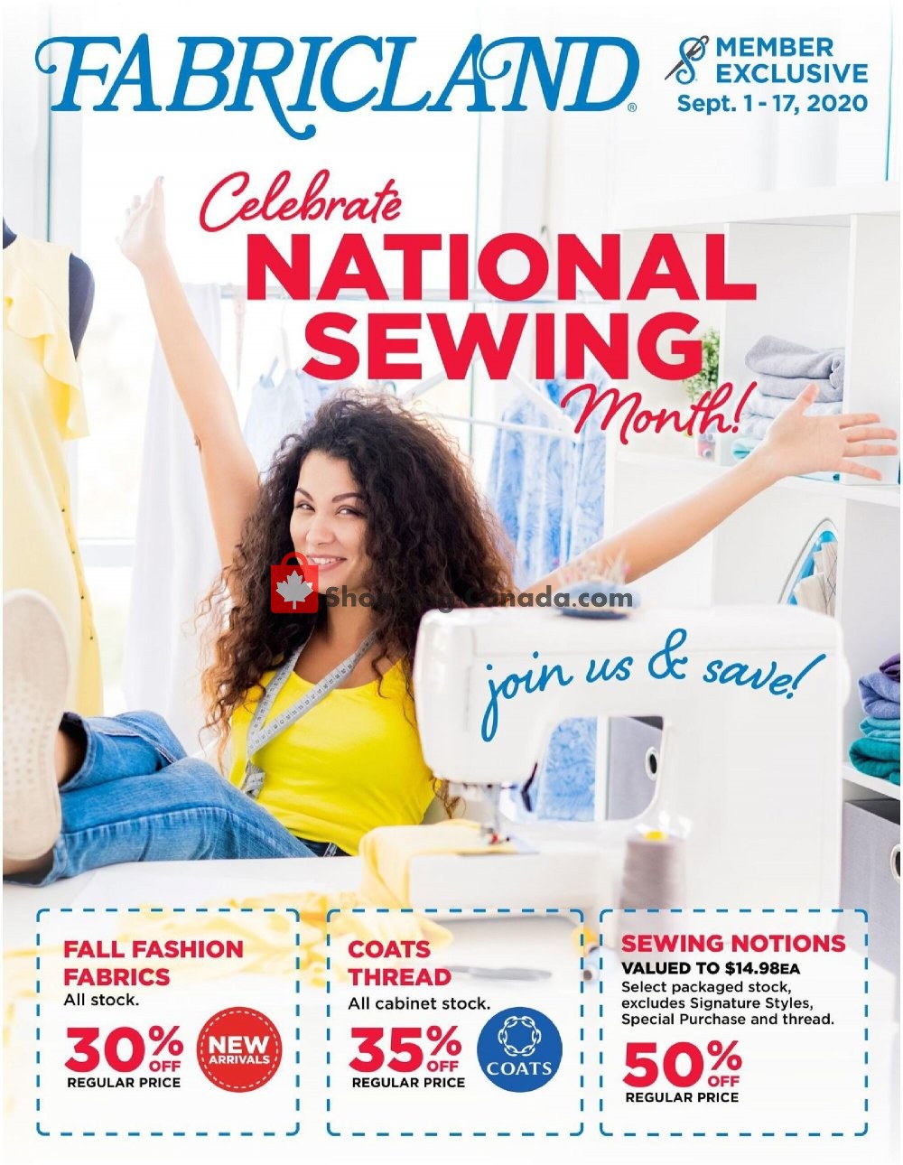 Fabricland Canada, flyer (Celebrate National Sewing Month) September