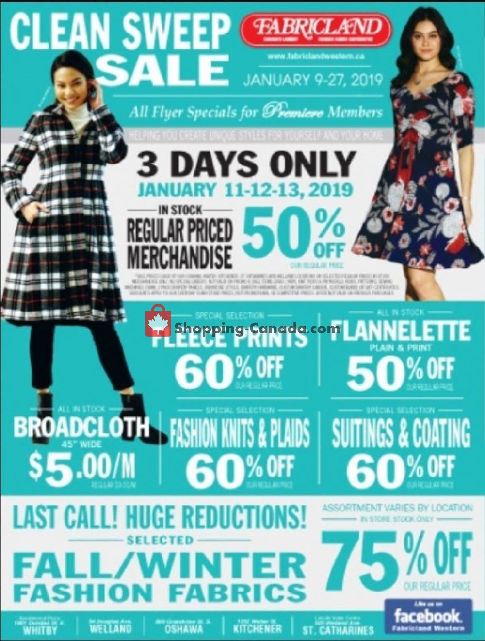 Fabricland flyer from Wednesday January 9, 2019 to Sunday January 27, 2019 - page 1