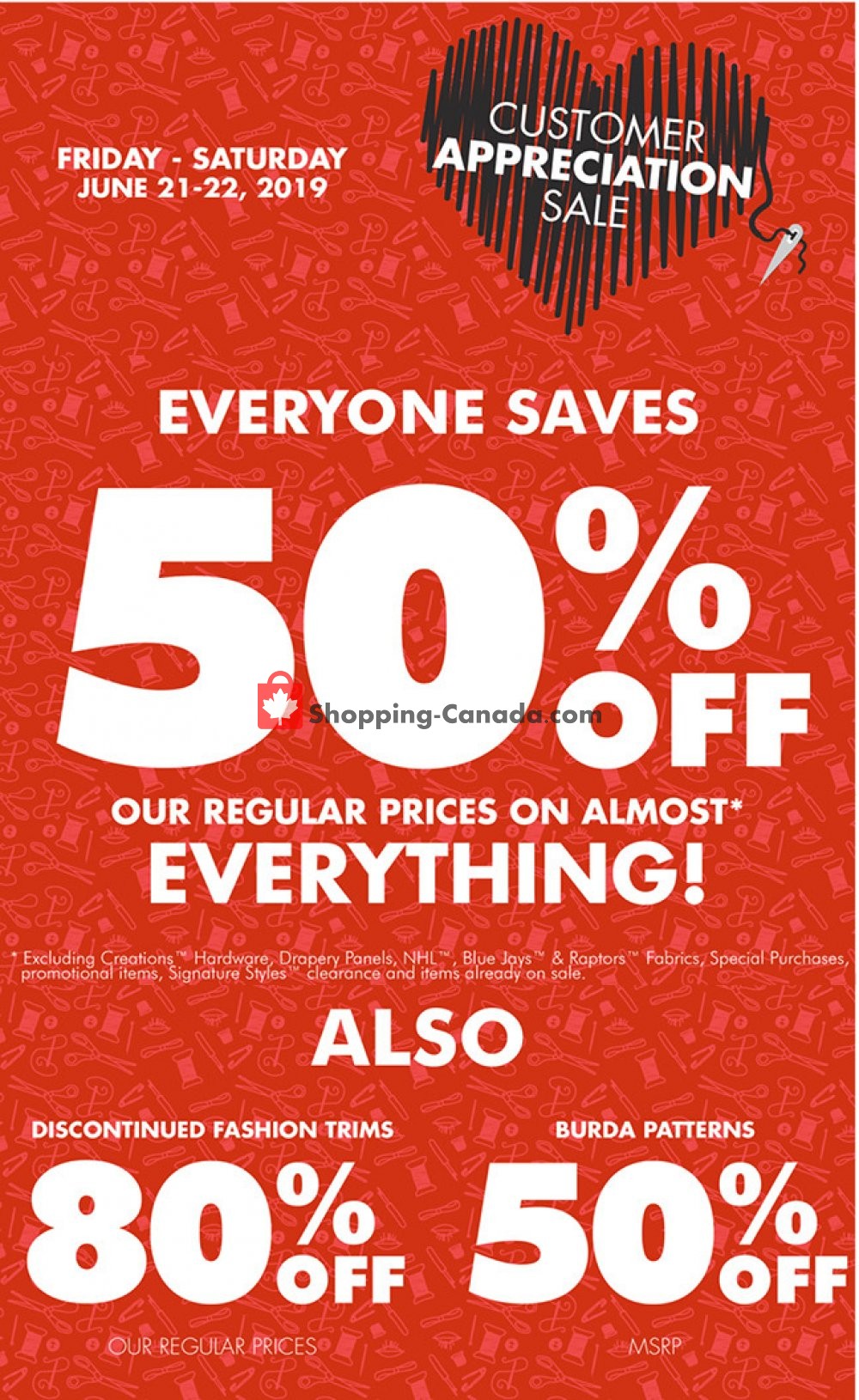 Fabricland flyer from Friday June 21, 2019 to Saturday June 22, 2019 - page 1