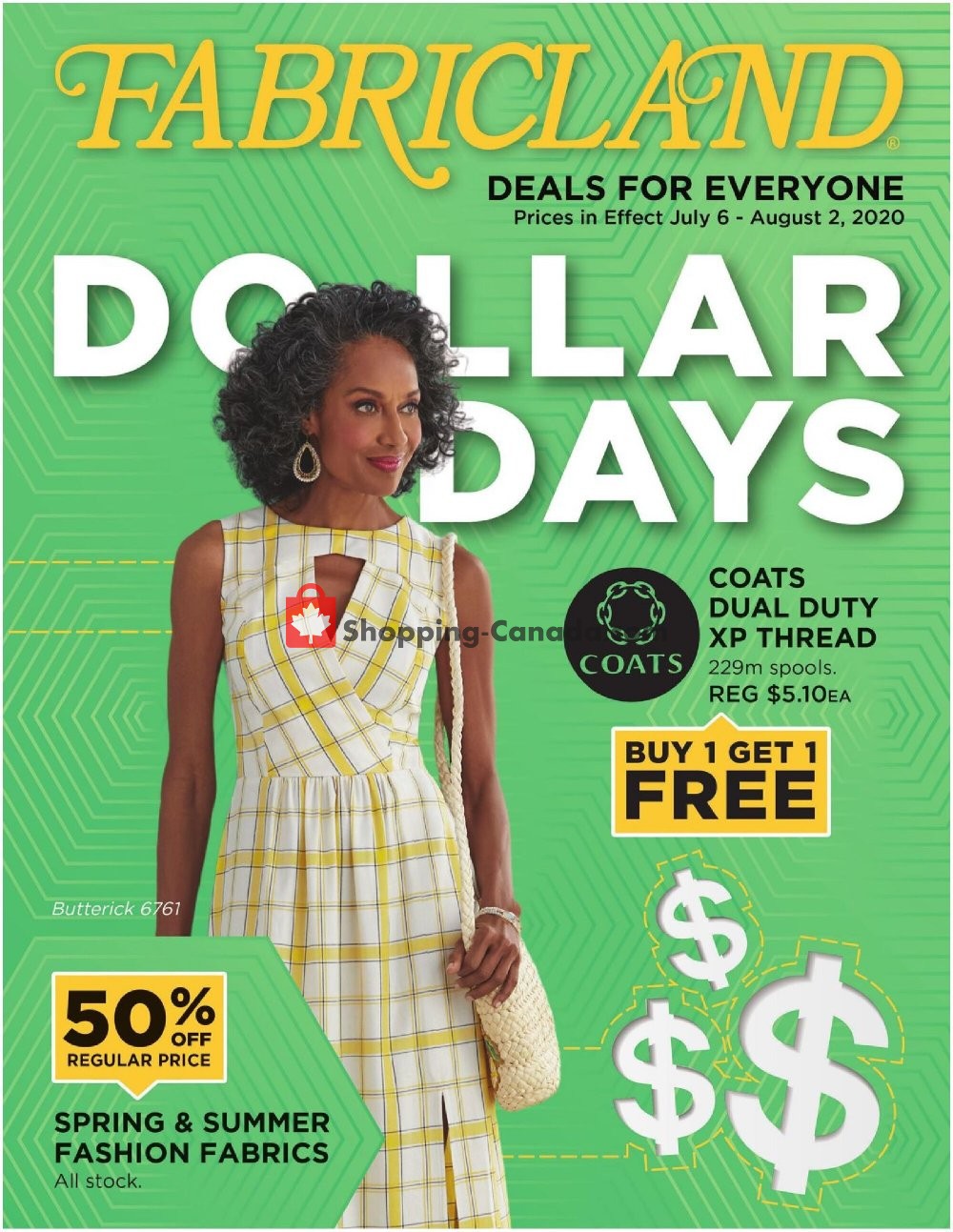 Fabricland Canada, flyer (Dollar Days) July 6 August 2, 2020