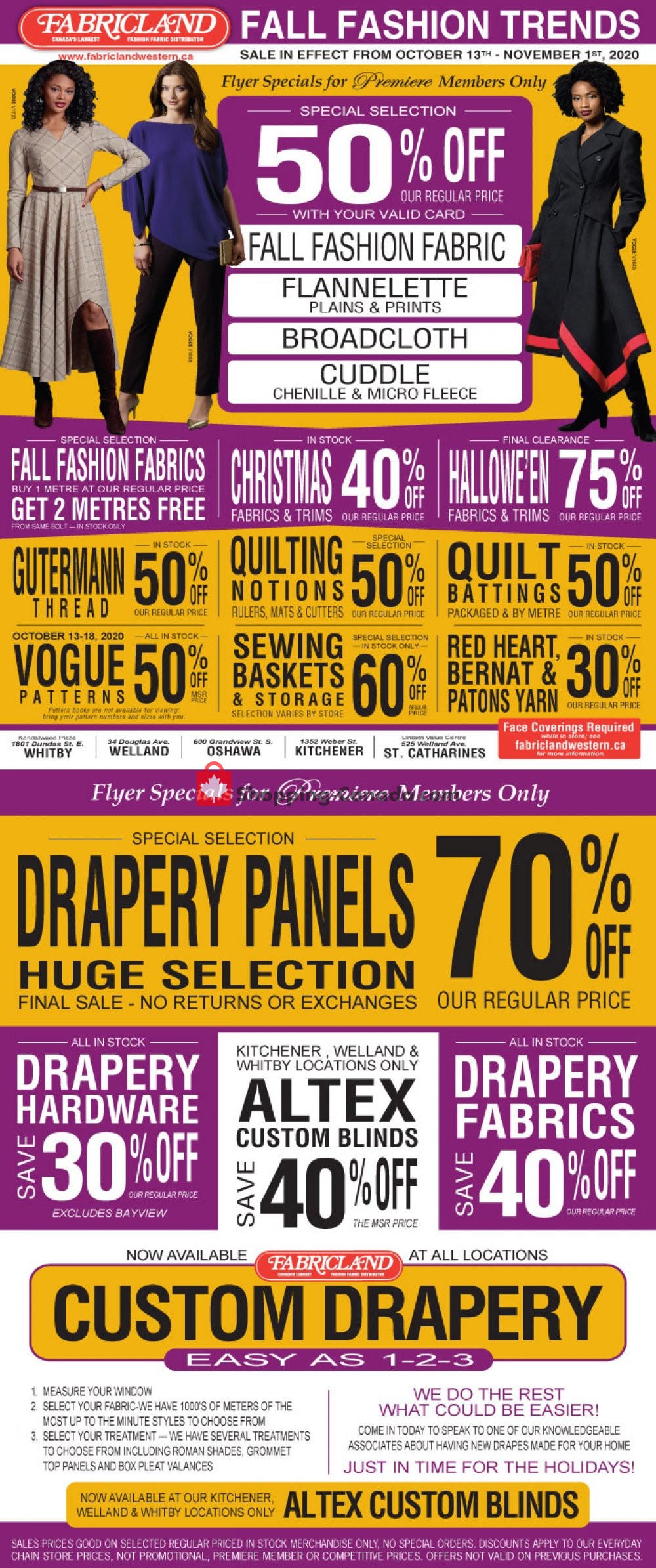 Fabricland flyer from Tuesday October 13, 2020 to Sunday November 1, 2020 - page 1
