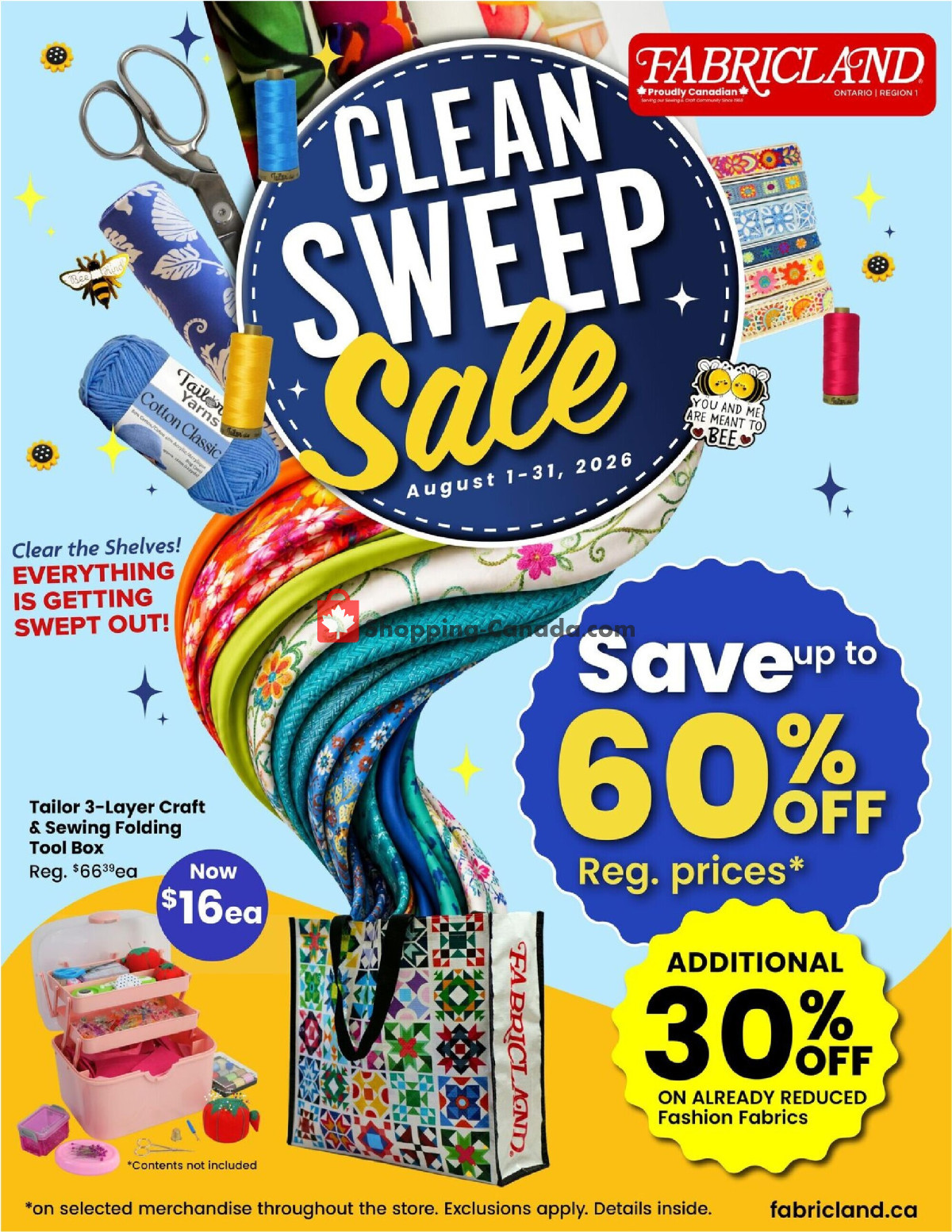 Fabricland flyer from Saturday August 1, 2026 to Monday August 31, 2026 - page 1