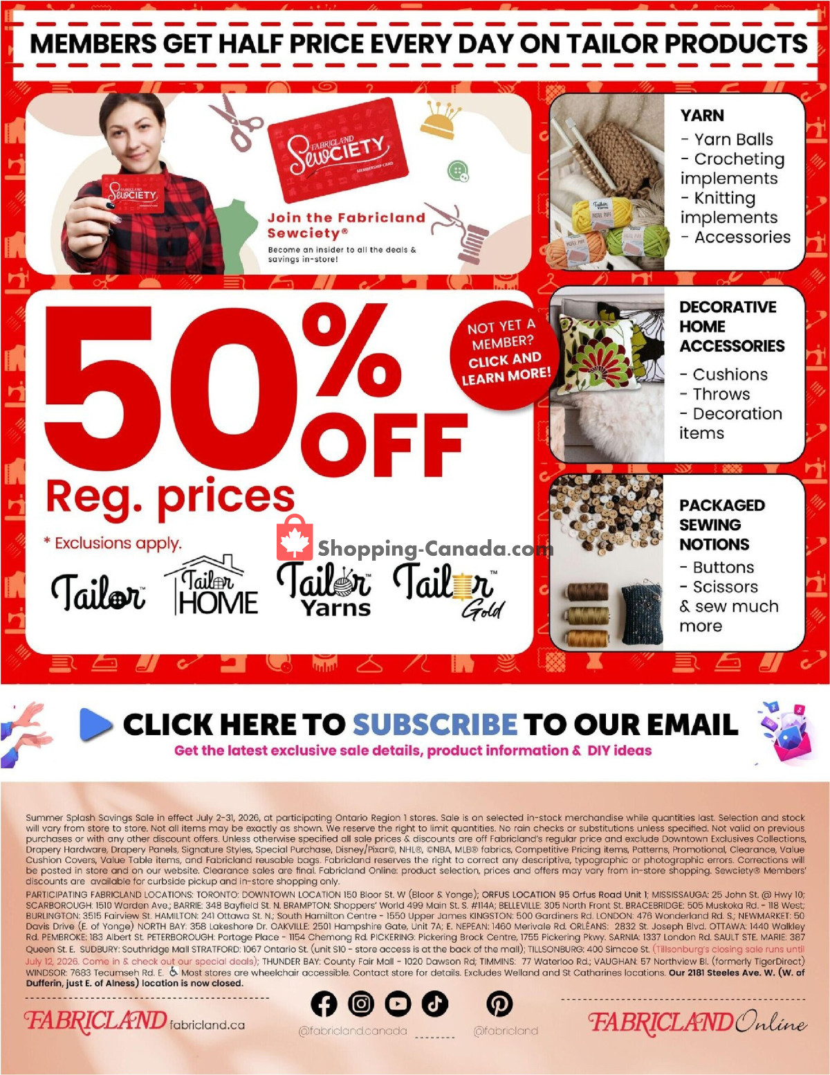 Fabricland flyer from Thursday July 2, 2026 to Friday July 31, 2026 - page 16