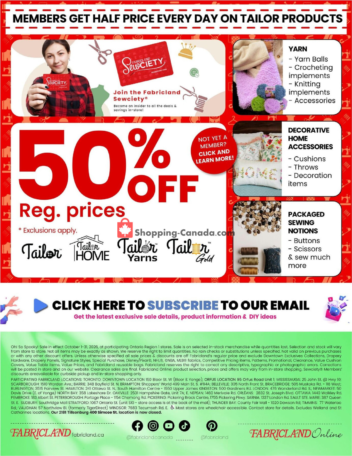 Fabricland flyer from Thursday October 1, 2026 to Saturday October 31, 2026 - page 16