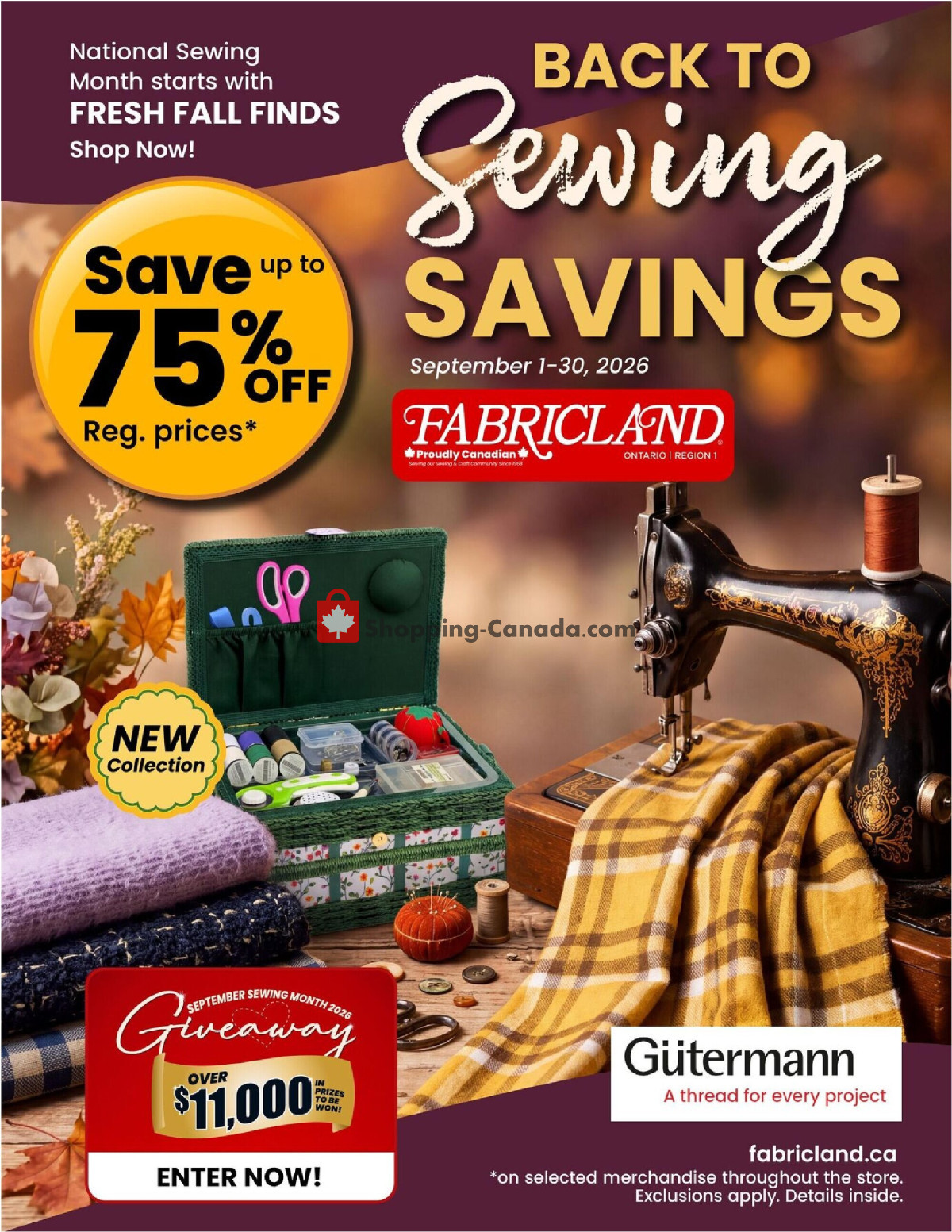 Fabricland flyer from Tuesday September 1, 2026 to Wednesday September 30, 2026 - page 1