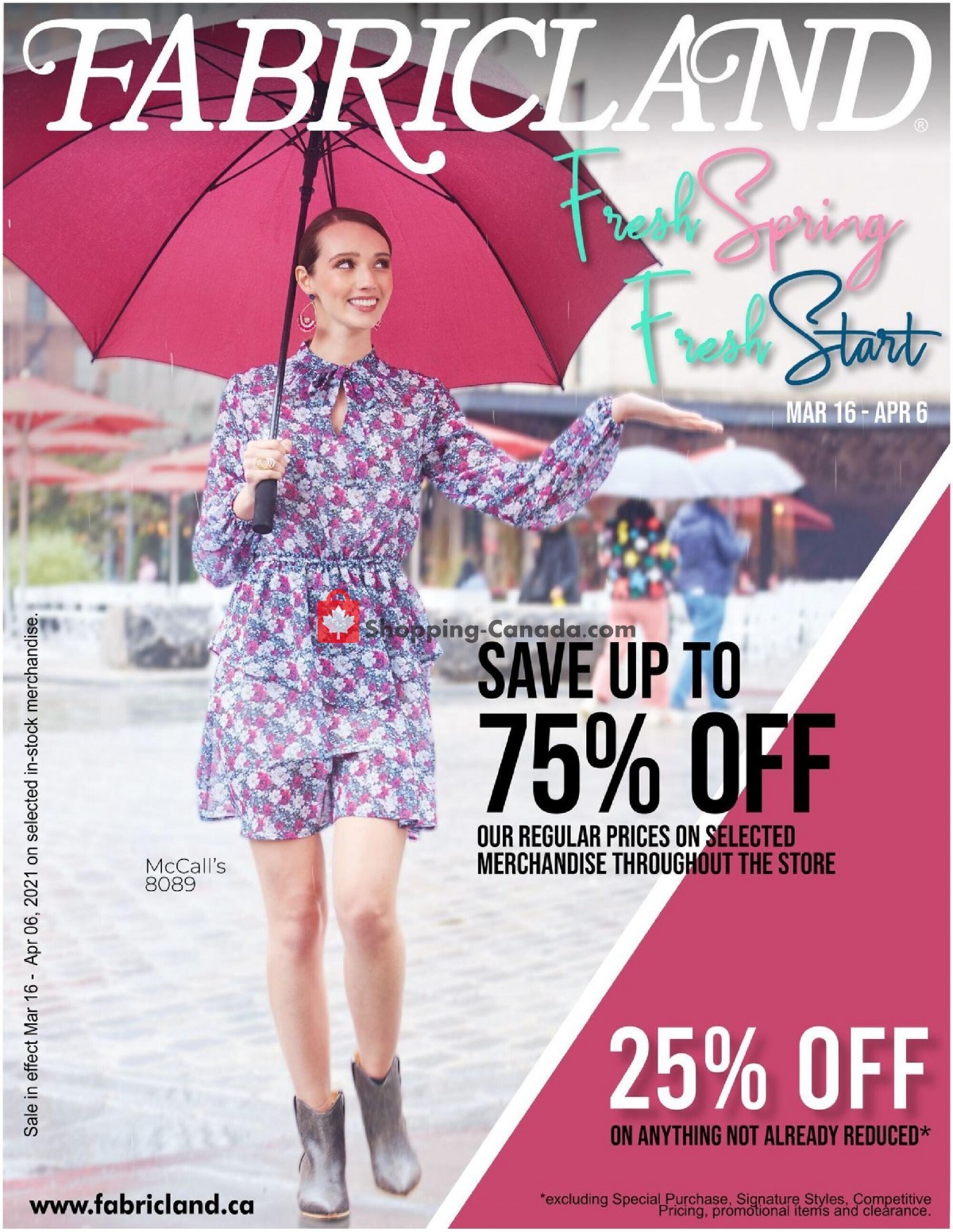 Fabricland Canada, flyer (Fresh Spring Fresh Start) March 16 April