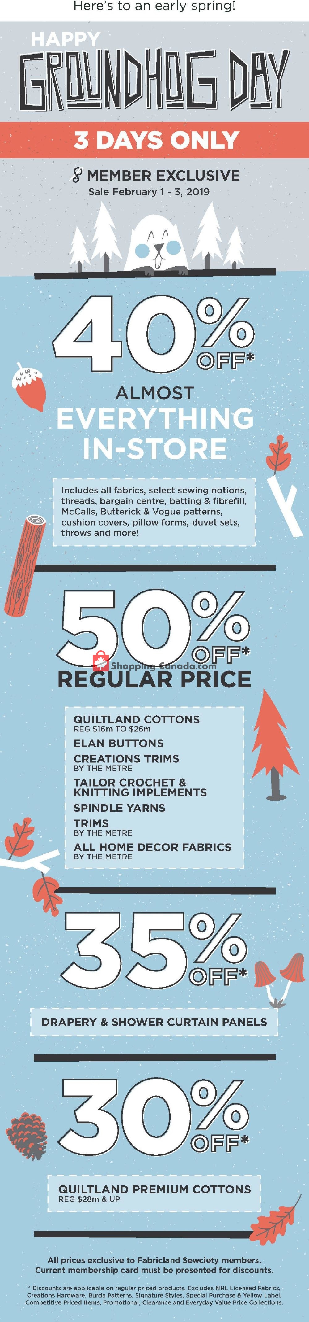 Fabricland flyer from Friday February 1, 2019 to Sunday February 3, 2019 - page 1