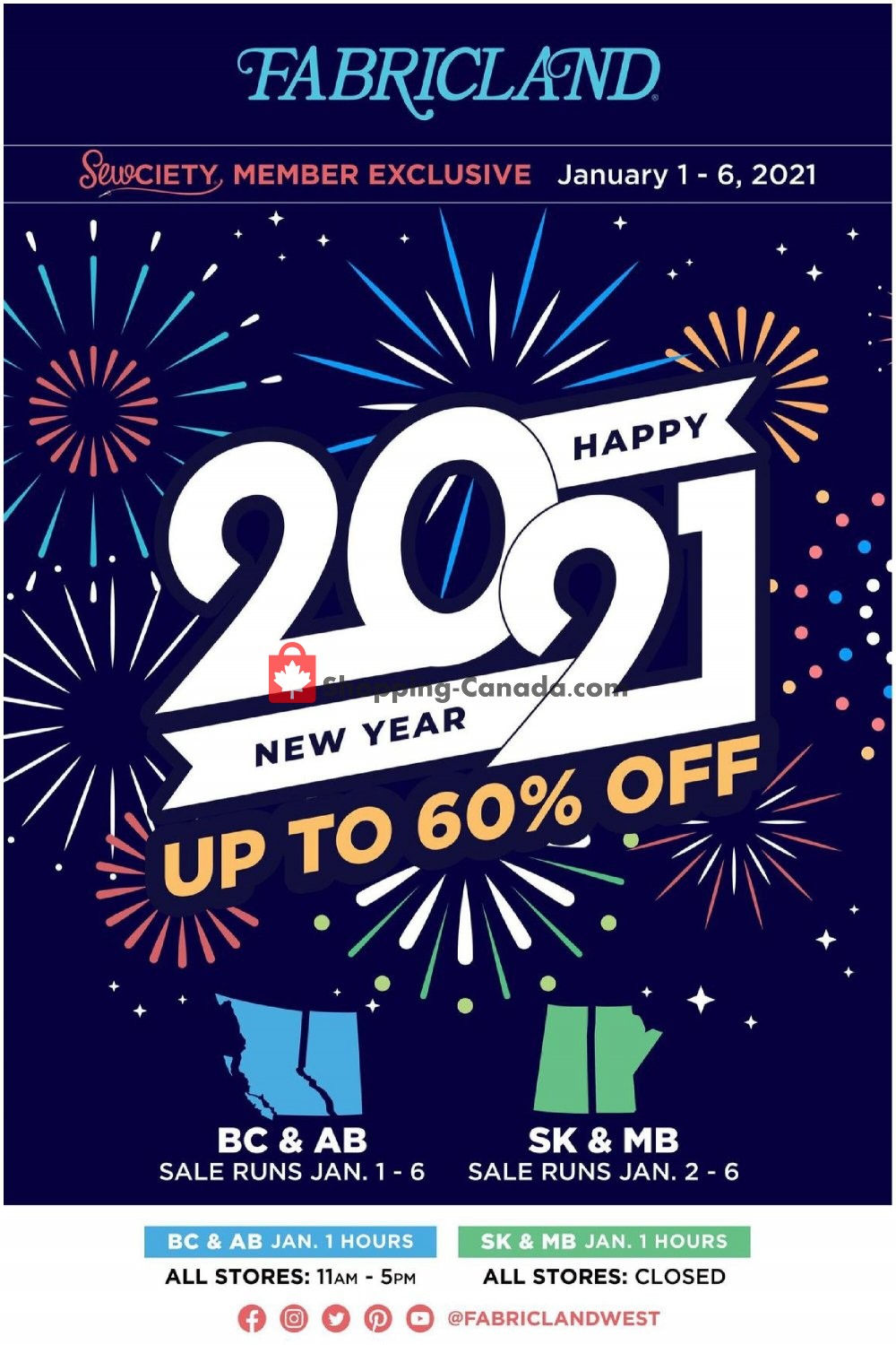 Fabricland flyer from Friday January 1, 2021 to Wednesday January 6, 2021 - page 1