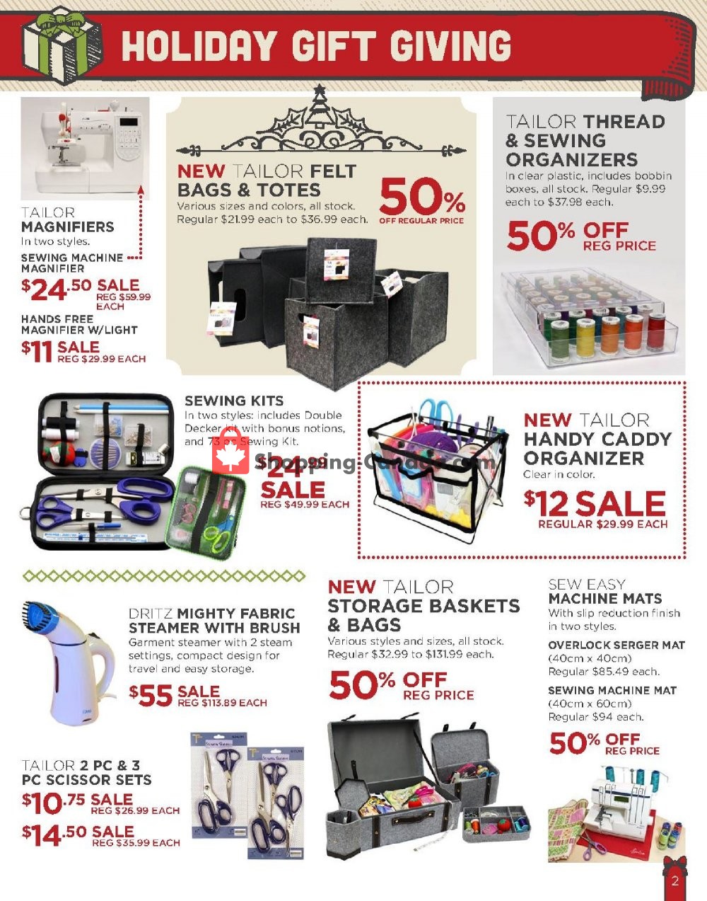 Fabricland Canada, flyer (Holiday Guide) November 26 December 16