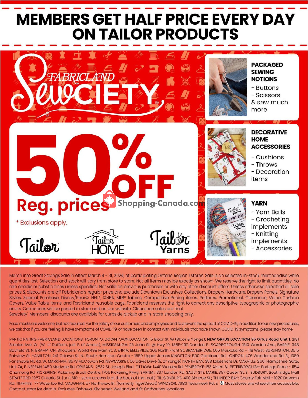 Fabricland flyer from Monday March 4, 2024 to Sunday March 31, 2024 - page 18