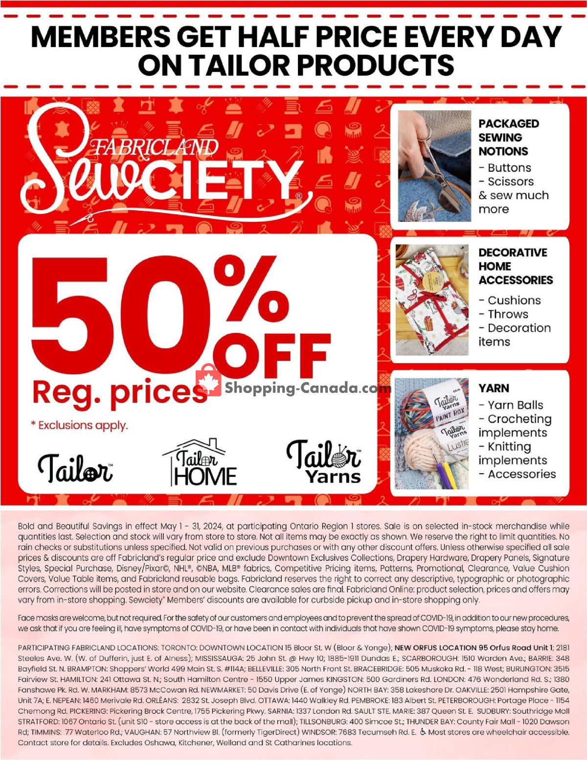 Fabricland flyer from Wednesday May 1, 2024 to Friday May 31, 2024 - page 18