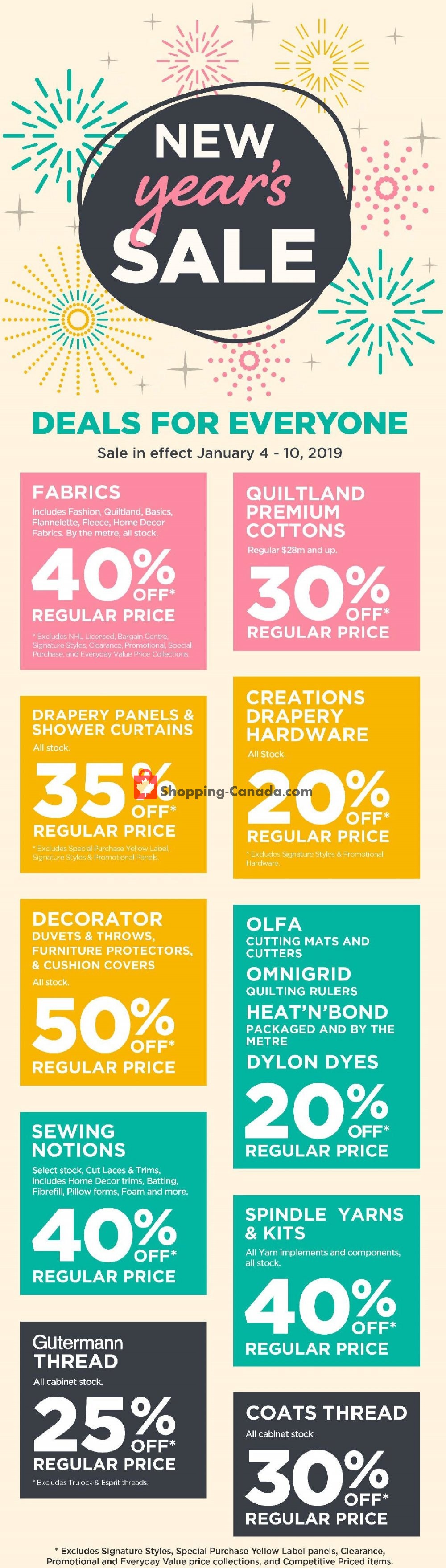 Fabricland flyer from Friday January 4, 2019 to Thursday January 10, 2019 - page 1