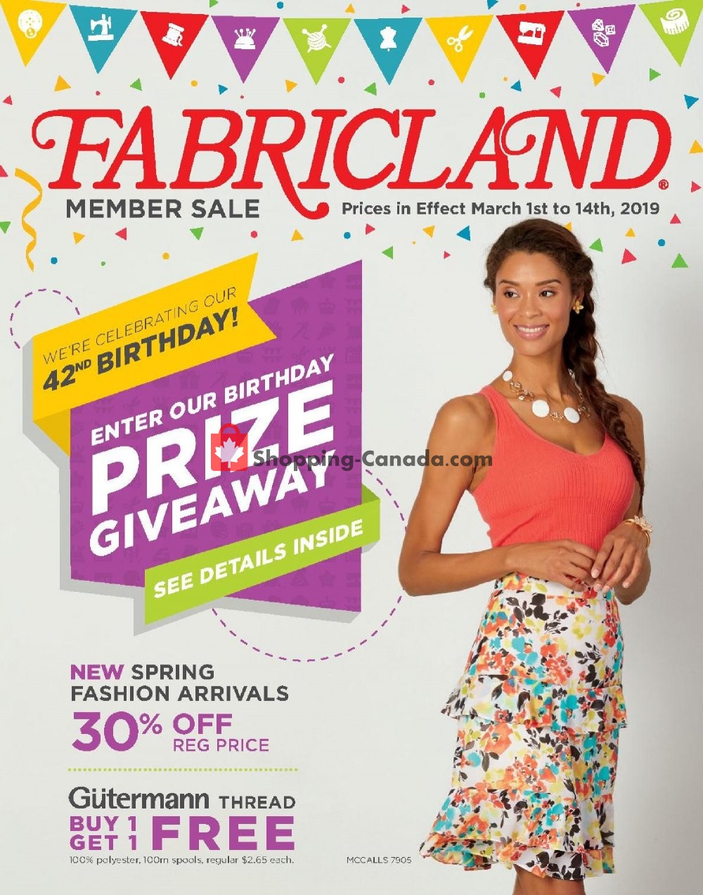 Fabricland Canada, flyer (Prize Giveaway) March 1 March 14, 2019