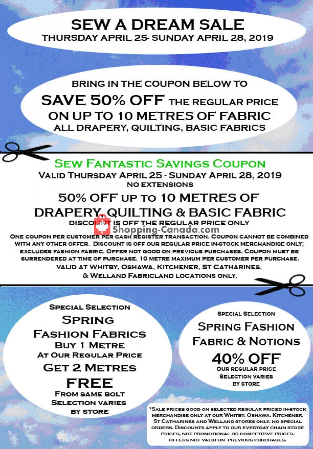Fabricland flyer from Thursday April 25, 2019 to Sunday April 28, 2019 - page 1