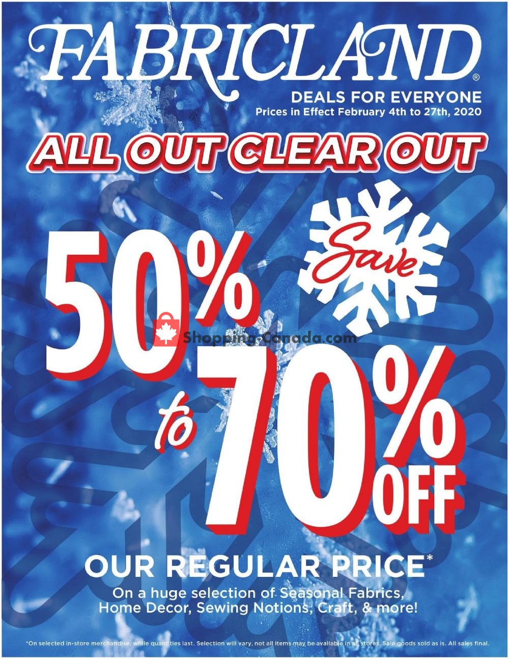 Fabricland Canada, flyer (Special Offer) February 4 February 27
