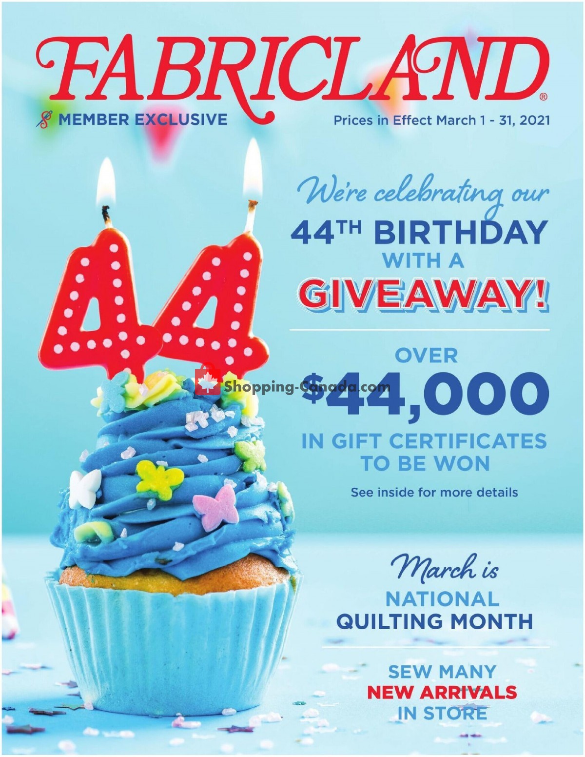Fabricland flyer from Monday March 1, 2021 to Wednesday March 31, 2021 - page 1