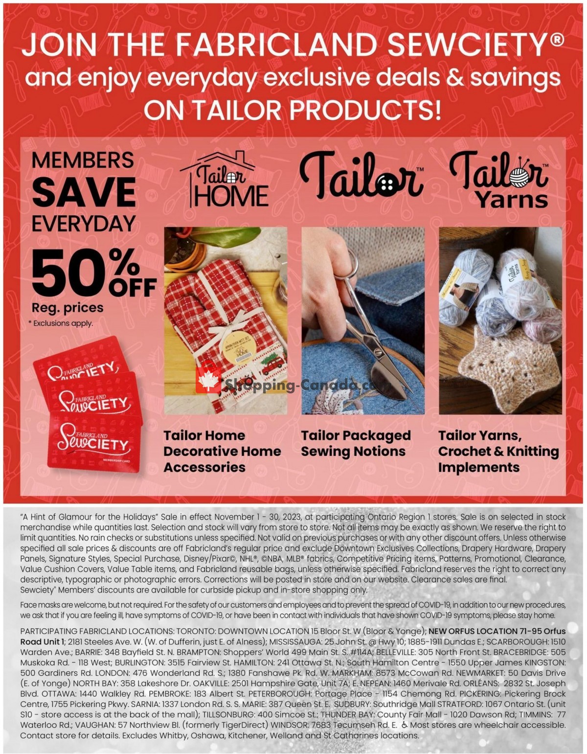 Fabricland Canada, flyer (Special Offer) November 1 November 30