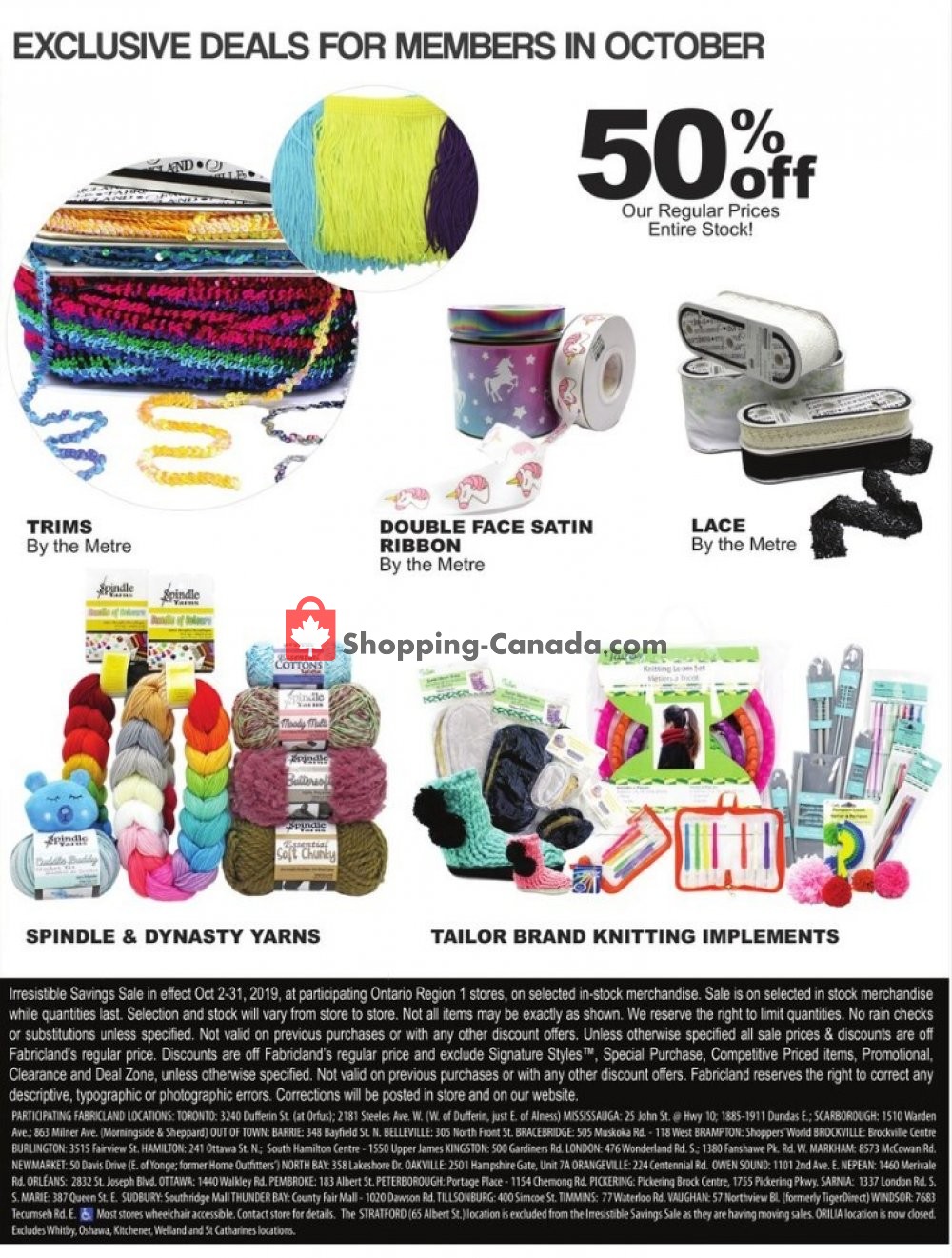 Fabricland flyer from Wednesday October 2, 2019 to Thursday October 31, 2019 - page 22