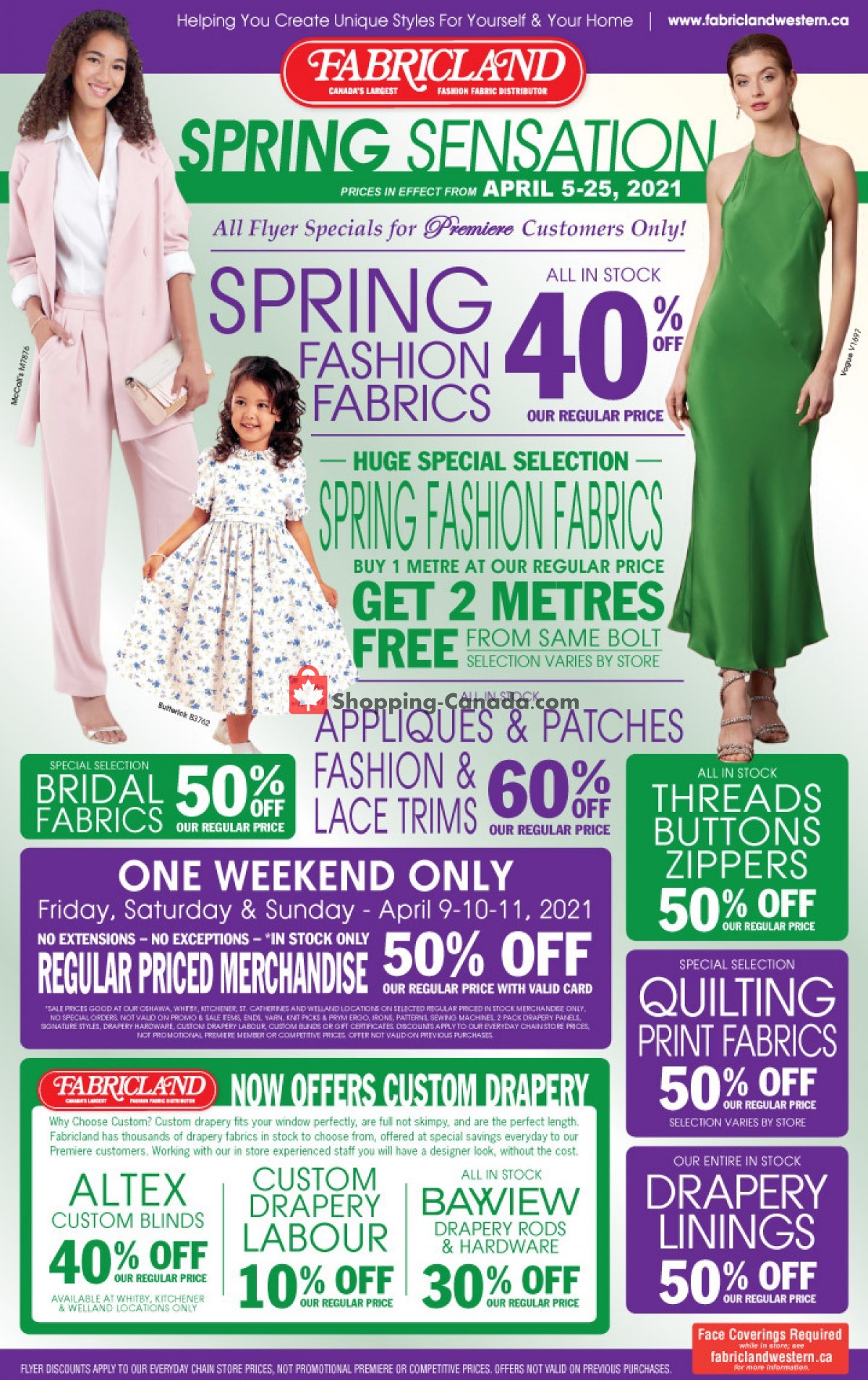 Fabricland flyer from Monday April 5, 2021 to Sunday April 25, 2021 - page 1