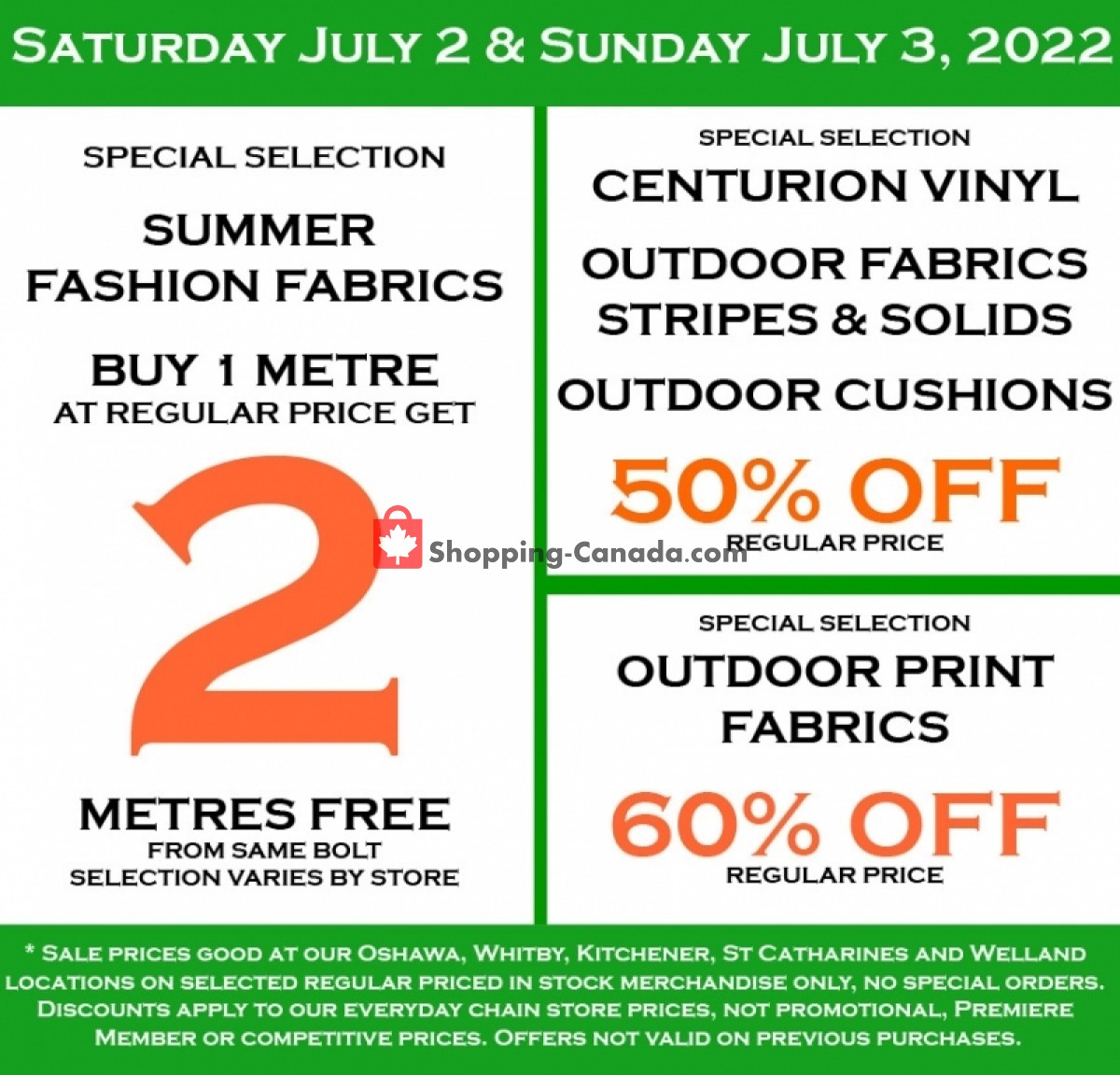 Fabricland flyer from Saturday July 2, 2022 to Sunday July 3, 2022 - page 1