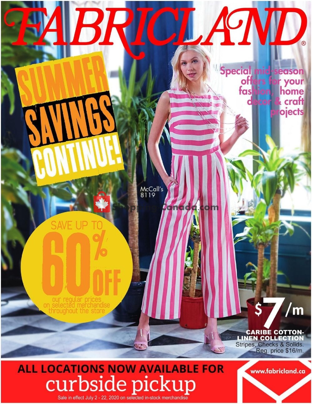 Fabricland flyer from Thursday July 2, 2020 to Wednesday July 22, 2020 - page 1