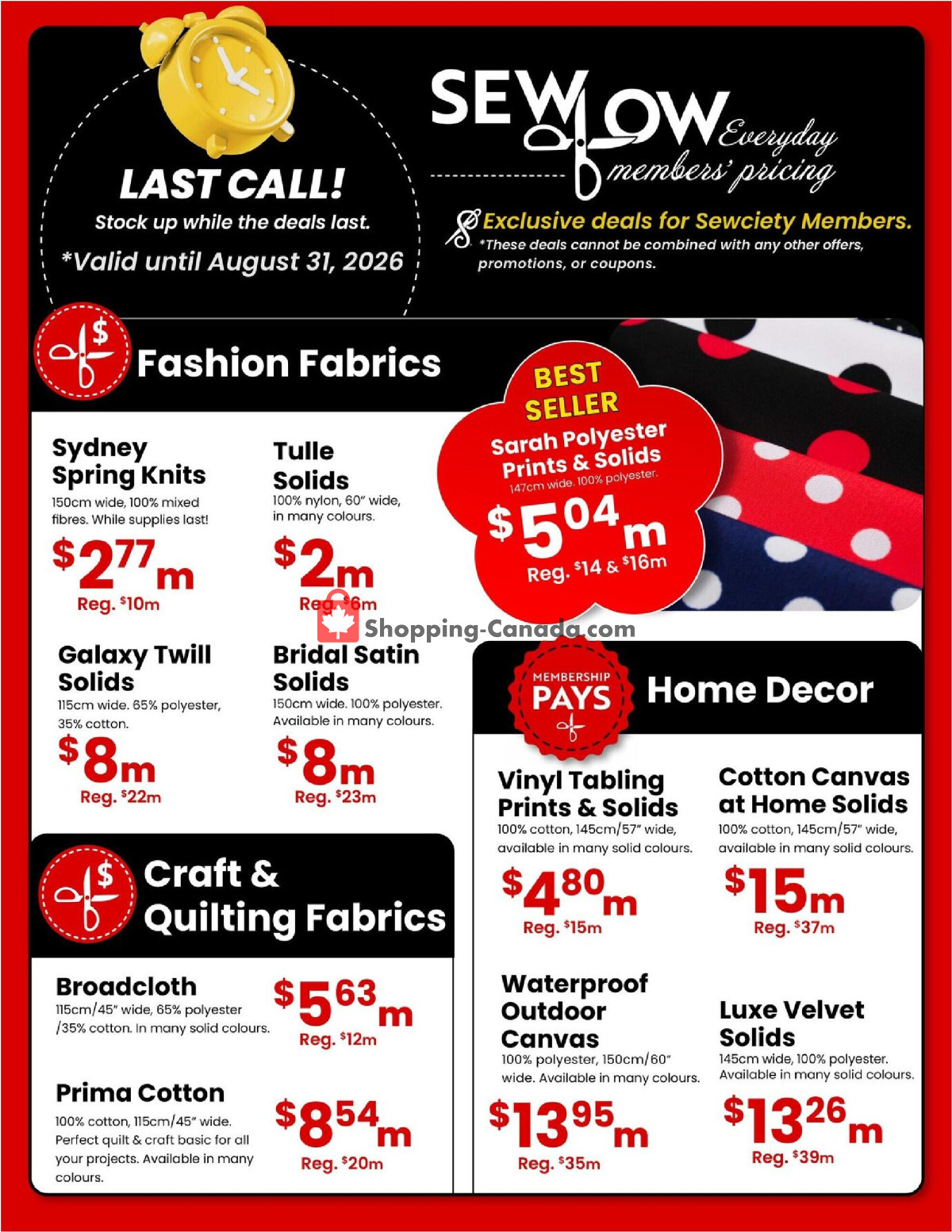 Fabricland flyer from Saturday August 1, 2026 to Monday August 31, 2026 - page 6