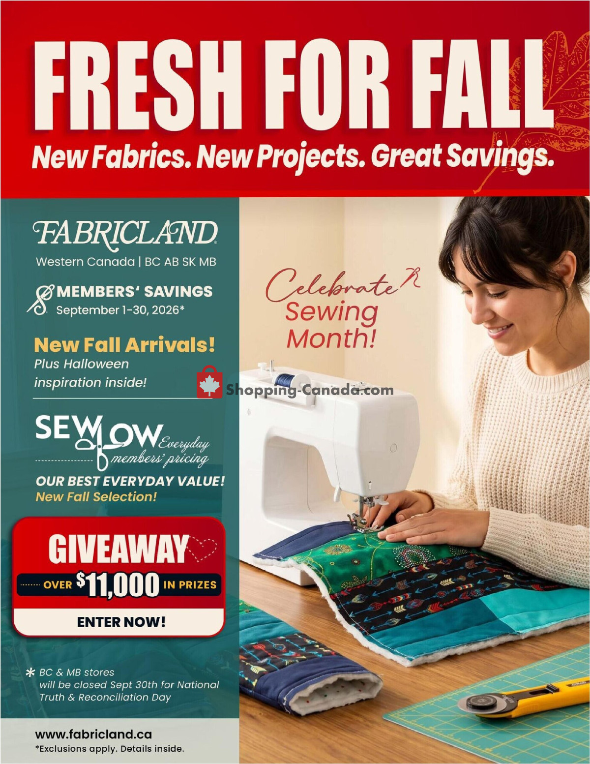 Fabricland flyer from Tuesday September 1, 2026 to Wednesday September 30, 2026 - page 1