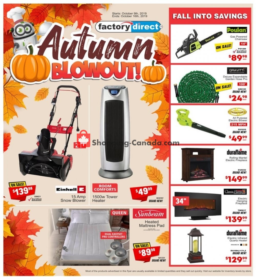 Factorydirect.ca flyer from Wednesday October 9, 2019 to Wednesday October 16, 2019 - page 1