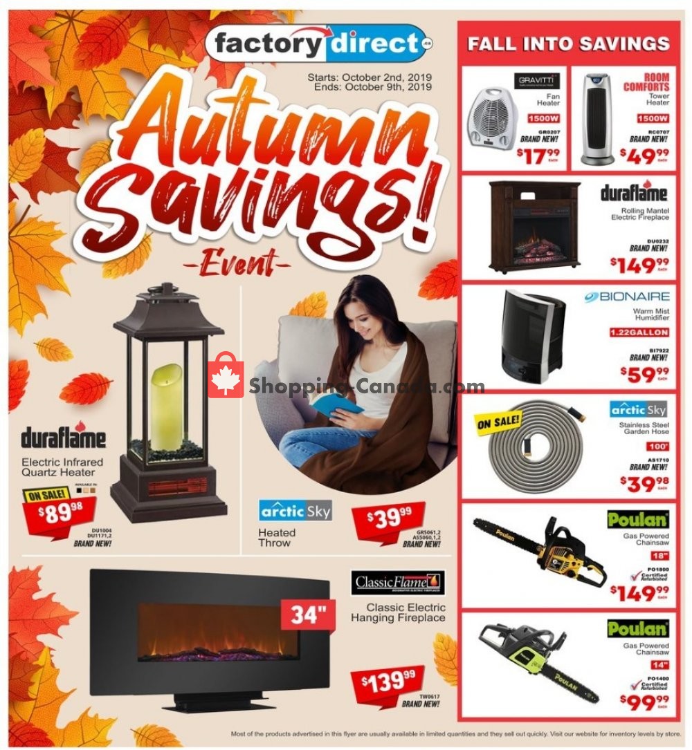 Factorydirect.ca flyer from Wednesday October 2, 2019 to Wednesday October 9, 2019 - page 1