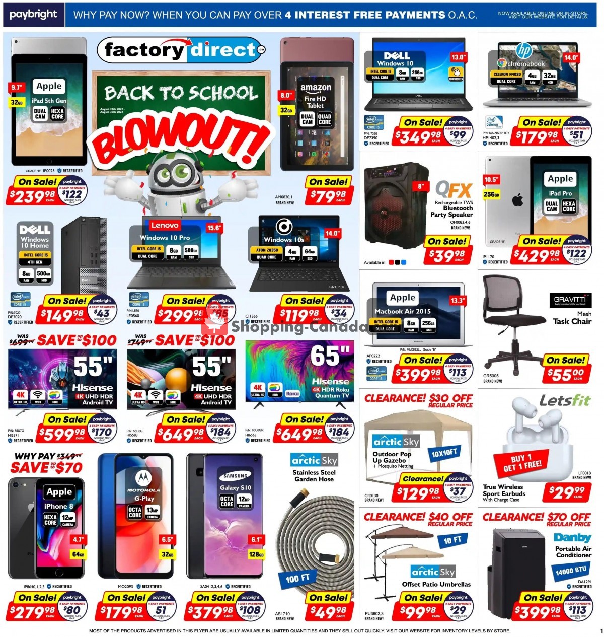 Factorydirect.ca Canada, flyer (Back To School Blowout) August 25