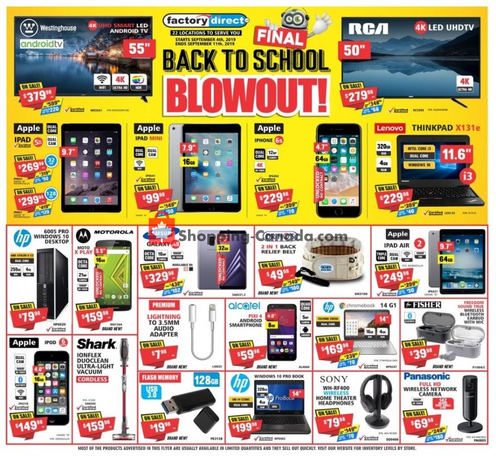 Factorydirect.ca flyer from Wednesday September 4, 2019 to Wednesday September 11, 2019 - page 1